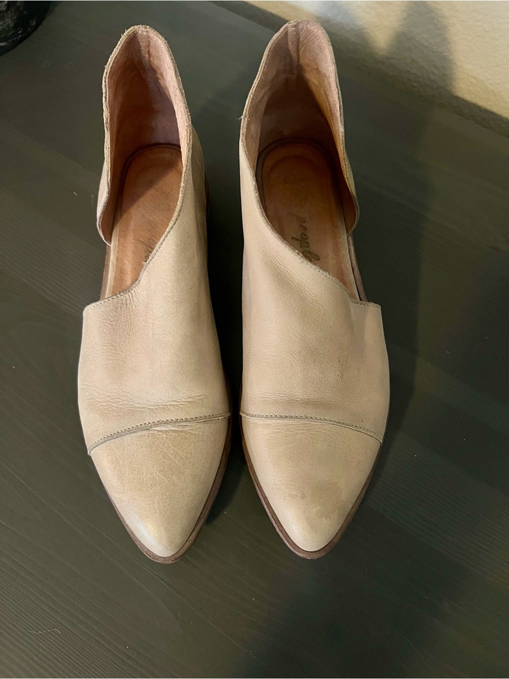 Free People Women's Royale Leather Slip-On Flats in Beige